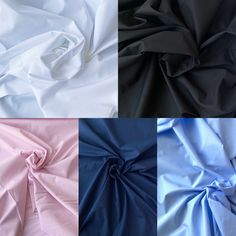 four different colors of satin fabric