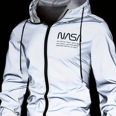 Men's Casual Letter Print Zip Up Hooded Jacket For Running Fitness Nasa Jacket, Men Jackets, Men Plus Size, Pocket Jacket, Mens Hooded, Zipper Jacket, Mens Plus Size, Sports Jacket, Plus Size Casual