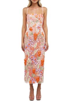 HELSI Gemma Embroidered Tulle Midi Dress | Nordstrom Formal Outfit For Short Women, Resort Wear Wedding Guest, Mother Of The Bride Dresses Semi Formal, Cocktail Attire Dresses, Beach Formal Wedding Guest Dress, Welcome Party Bridal Outfit, Holiday Midi Dress, Resort Wedding Guest Dress, Unique Rehearsal Dinner Dress