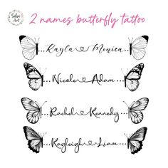 the butterfly tattoos are designed to look like they have been drawn by someone's hand