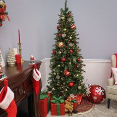 a decorated christmas tree in a living room