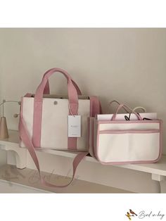 Bird in Bag - Womens Multifunctional Tote Bag, Shoulder Bag, Crossbody Bag Multifunctional Pink Rectangular Bag, White Multifunctional Rectangular Bag, Functional White Shoulder Satchel, Functional Large Capacity Box Bag For Daily Use, Pink Large Capacity Multifunctional Bag, Multifunctional Large Capacity Pink Shoulder Bag, Large Capacity Multifunctional Pink Bag, Multifunctional Large Capacity Pink Bag, White Canvas Bag With Mobile Phone Pocket For Travel