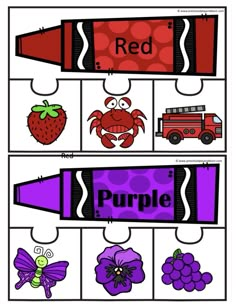 the red and purple color scheme for children's crafts