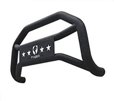 a black bike rack with five stars on it