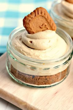 two small jars filled with cookies and cream