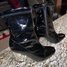 Nwot Boutique Patent Leather Heeled Boots Black Heels Are Mirrored. Size 5. No Brand. New Without Tags, No Box Included. *Currently I’m Unable To Provide Any Additional Model Photos Of Myself Due To Medical Condition, Thanks For Understanding!* Get 20% Off Certain Items With Bundles Of 3 Or More Items!! Only Items With “Get 20% Off Read Below“ Apply!!! Fall Night Out Round Toe Mid-calf Boots, Trendy Mid-calf Boots With Round Toe For Night Out, Casual Closed Toe Mid-calf Boots For Party, Casual Mid-calf Boots For Party, Synthetic Ankle Heeled Boots For Night Out, Synthetic Ankle Boots For Night Out, Casual Almond Toe Boots For Party, Patent Leather Heeled Boots With Stacked Heel For Party, Night Out Faux Leather Mid-calf Boots With Round Toe