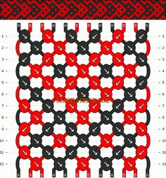 an image of a red and black pattern with numbers on the bottom, and one number in