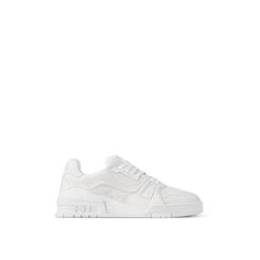 LOUIS VUITTON® - Lv Trainer Distressed Sneaker - White Louis Vuitton White Sneakers, Lv Trainer Sneaker, Louis Vuitton Sneaker, Louis Vuitton White, Louis Vuitton Official Website, Ballerina Pumps, Lv Shoes, Leather Denim, Buckle Shoes