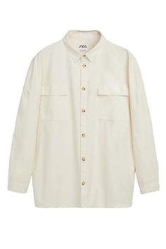 Relaxed Fit Overshirt With Lapel Collar And Long Cuffed Sleeves With Embroidered Text Detail. Patch Pockets With Flaps At Chest. Washed Effect. Front Button Closure. Embroidered Text, Straight Fit Jeans, Lapel Collar, Cuff Sleeves, Fit Jeans, Patch Pocket, Relaxed Fit, Zara, Collar