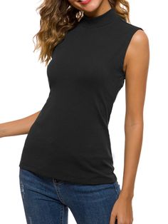 PRICES MAY VARY. 90% Cotton and 10% Spandex for sleeveless mock turtleneck tank top; 95% Rayon and 5% Spandex for short sleeve mock neck top! 进口 Pull On closure Machine Wash Basic sleeveless tank top made of super comfortable and stretchy fabric, silky smooth touch, lightweight, breathable, fits all kinds of figures. Features: mock neck, sleeveless, plain solid color, slim fit, tunic, tank top. The sleeveless top goes great with any body shape, comes in a wide range of colors and sizes and look Turtleneck Tank Top, Fitted Tunic, Tunic Tank Tops, Mock Neck Top, Mock Turtleneck, Sleeveless Shirt, Sleeveless Tank Top, Sleeveless Tank, Body Shape