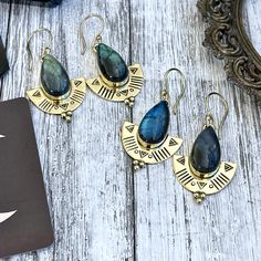 Brass and Labradorite Earrings Dimensions - Approximately 1.89" long This listing is for 1 pair of earring. Pictures are an example of what yours will look like. Each piece is unique and beautiful. Please allow for differences. • Each piece and crystal is unique and beautiful. • All items come ready for gift giving. Follow Foxlark for behind the scenes shots and the newest pieces... www.instagram.com/foxlark www.facebook.com/foxlark -Curated by @foxlark collection - Handcrafted natural stone, cr Romantic Clothing Style, Auntie Vibes, Bohemian Jewels, Run The Jewels, Brass Jewellery, Romantic Clothing, Jewelry Tips, Labradorite Earrings, Bold Jewelry