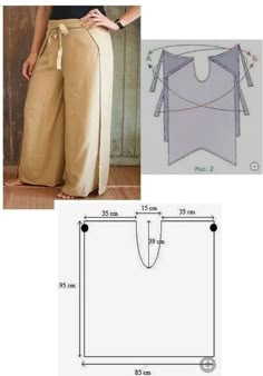 the sewing pattern shows how to sew this top and pants with an attached belt