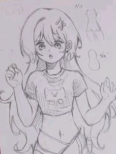 a drawing of a girl with her hands in the air