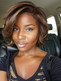 Chic Bob Hairstyles for Black Women: Choppy, Curly, Layered, and More Neck Length Haircut With Bangs, Chocolate Bob Black Women, Short Bob Hairstyles For Black Women Quick Weave Highlights, Black Women Layered Hairstyles, Bob With Layers And Curtain Bangs, Bob Cut Hairstyles For Black Women, Wavy Bob Hairstyles For Black Women, Medium Length Bob Black Women, Colored Bob For Black Women