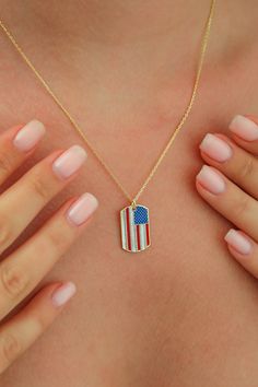 Diamond United States Flag Patriotic Necklace, Proud American Meaningful Necklace, Independence Day 4th of July Necklace, Usa Flag Jewelry Our gold diamondnecklaces are perfect choice for a Christmas, Mother's Day, valentine's day, birthday, wedding, anniversary, graduation, engagement, bridesmaid, and best friends gift. It's a good way to show appreciation to your mom, girlfriend, wife, grandmother, grandchildren, daughter, sister, best friend, boss or a co-worker. Also, a special treat just fo Patriotic Silver Jewelry For Independence Day, Personalized White Jewelry For Celebration, Blue Jewelry For Independence Day Gift, Patriotic Blue Necklace For Gift, Blue Patriotic Necklace For Gift, Patriotic Necklace, American Patriotism, Meaningful Necklace, Sister Best Friend