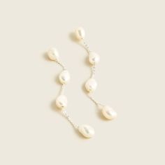 J.Crew: Freshwater Pearl Drop Earrings For Women Pearl White Drop Earrings With Pierced Ears, Pearl White Pearl Earrings, Party Teardrop Pearl Drop Earrings, Feminine Pearl White Drop Bridal Earrings, Pearl Teardrop Linear Earrings, Long Drop Pearl Earrings For Pierced Ears, Pearl White Drop Earrings, Pearl White Pearl Drop Earrings, Silver Teardrop Pearl Chain Earrings