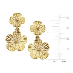 The perfect drop length to wear every day or dress up on occasion. 1 1/2 inches Post backs 24kt triple gold plating Handmade in San Antonio, TX Tarnish Resistant Gold Flower Earrings, Elegant Brass Flower Earrings Nickel Free, Tarnish Resistant Gold Flower Earrings For Anniversary, Gold Tarnish-resistant Flower Earrings For Anniversary, Elegant Gold Flower Earrings Nickel Free, Brass Dangle Flower Earrings, Yellow Gold Flower Earrings Nickel Free, Gold Dangle Earrings With Flower Charm, Elegant Brass Flower Earrings