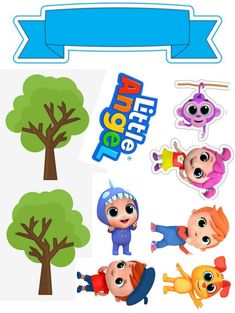 an image of cartoon character stickers on a white background