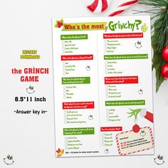 the grinch game is on display in front of christmas decorations and candy canes