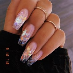 girl, nails et retro image sur We Heart It Clear Nail, Colorful Nails, Nail Designs Glitter, Clear Nails, Prom Nails, Coffin Nails Designs, Pretty Acrylic Nails, Nail Art Tutorial, Best Acrylic Nails