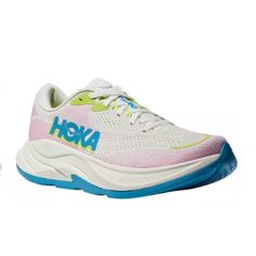 Hoka Women's Rincon 4 Running Shoes Color: Frost/Pink Twilight Shoe Width: Medium/B Upgraded Foam Provides Better Rebound While Increasing Longevity Updated Injected Eva Midsole Offers Long-Lasting Comfort Increased Stack Height Provides Even More Cushion Than Before Best For: Everyday Run Weight: 6.81 Oz Heel-To-Toe Drop: 5.00 Mm Shoes Hoka, Hoka Shoes, Women's Running Shoes, Shoes Color, Womens Running Shoes, Running Women, Womens Shoes Sneakers, Pink Color, Pink Blue