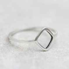 Rhombus ring  Sterling silver minimal modern ring by keepityours Minimalist Sterling Silver Stackable Rings For Promise, Simple Sterling Silver Stackable Rings With Open Band, Simple Sterling Silver Stackable Open Band Rings, Minimalist Stackable Rings With Diamond Cut Open Band, Minimalist Open Ring With Diamond Cut, Minimalist Diamond Cut Open Band Stackable Rings, Minimalist Diamond Open Ring, Minimalist Silver Stackable Rings With Diamond Cut, Dainty Sterling Silver Stackable Rings With Diamond Cut