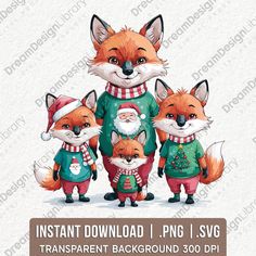 the fox family is wearing christmas sweaters