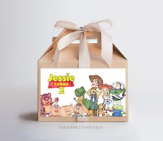 a brown paper bag with cartoon characters on it