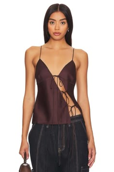 Women's Designer Tops | Blouses, Button Downs, Tanks, Tees Brown Top Aesthetic, Australian Clothing Brands, Brown Cami, Model Off Duty, Going Out Tops, Outfits Casuales, Off Duty, Cami Tops