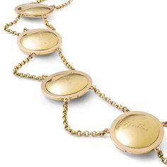 For Sale on 1stDibs - The Emperors Necklace, an early Victorian hardstone cameo necklace, the twelve oval chalcedony cameo plaques, each carved with the profile of a Roman Emperor, Luxury Gold Cameo Necklace, Luxury Cabochon Medallion Necklace, Formal Engraved Necklace With Oval Cabochon, Formal Engraved Oval Cabochon Necklace, Gold Engraved Oval Cabochon Necklace, Luxury Oval Cameo Necklace, Yellow Gold Medallion Necklace With Cabochon, Formal Oval Intaglio Necklace, Yellow Gold Oval Necklace With Intaglio