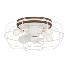 a white ceiling light with wooden accents