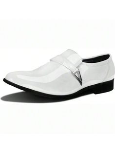 Men's Pointed-Toe Tuxedo Dress Shoes Casual Slip-on Loafer White      Handmade Shoes   Men Shoes, size features are:Bust: ,Length: ,Sleeve Length: White Flat Heel Dress Shoes For Business, Fitted Slip-on Dress Shoes For Spring, Spring Slip-on Dress Shoes, Spring Formal Monk Strap Shoes With Flat Heel, White Flat Heel Slip-ons For Formal Occasions, Fitted Business Slip-ons With Round Toe, Business Fitted Slip-ons With Round Toe, Summer Formal Flat Oxfords, Fitted Slip-ons With Round Toe For Business