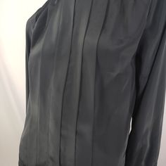 "by Kristin, black blouse with hidden buttons panel and front pleats. Fits Medium 19\" across 23\" long 23\" sleeves * Please review all shop policies before completing transaction. All sales final. No returns or exchanges. * Bundle up for combined shipping. * Instagram @vintagerunsdeepshop" Black Blouse, Blouses For Women, Hollywood, Blazer, Black