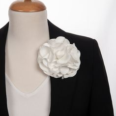 Add a Touch of Elegance to Any Outfit Our exquisite White Handmade Fabric Rose Peony Brooch, a timeless piece that adds a touch of elegance and romance to any attire. Meticulously crafted from high-quality fabric, this brooch is designed to resemble a stunning peony flower, perfect for adorning your shoulder or lapel.  You can order different colors in this listing. If you want to see how a specific color looks on a dress, you can check out the links below. Navy Blue Color: https://www.etsy.com/ Elegant White Wedding Brooches, Elegant Formal Brooches With Handmade Flowers, Flower-shaped Brooch For Spring Wedding, Flower Shaped Brooch For Spring Wedding, Handmade Flower Brooches For Spring Wedding, Elegant White Handmade Flower Lapel Pin, Elegant White Lapel Pin With Handmade Flowers, Handmade Flower Wedding Brooches For Spring, Spring Wedding Brooches With Handmade Flowers