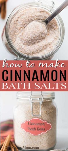 How to make Cinnamon Bath Salts - One Crazy Mom Christmas Bath Salts Diy, Make Bath Salts, Bath Salts Diy Recipes, Fun Homemade Gifts, Homemade Bath Salts, Diy Bath Salts, Bath Salts Recipe, Bath Salts Diy, Christmas Diy Gifts