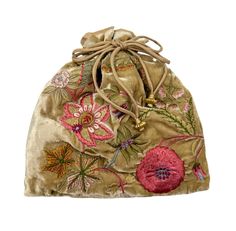 a small bag with flowers on it