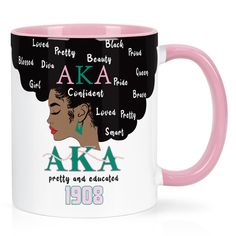 PRICES MAY VARY. BEST AKA SORORITY GIFTS: Christmas is coming soon, this alpha kappa alpha sorority mug may be your best gift choice. Send these aka coffee mug as Christmas gifts, aka gifts or birthday gifts for women or sorority sisters, she is gonna love it. PRINTED ON BOTH SIDES: “AKA pretty and educated 1980” and the picture of a black women are printed on both sides of this aka mug. The contrast color of white and pink makes this mug unique and beautiful. The combination of color and the la Pretty And Educated, Aka Gifts, Alpha Kappa Alpha Paraphernalia, Aka Christmas, Aka Sorority Gifts, Greek Paraphernalia, Aka Sorority, Alpha Kappa Alpha Sorority, Sorority Sisters