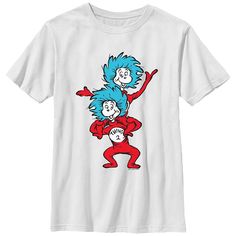 He'll love the look and feel of this boys 8-20 Dr. Suess graphic tee! He'll love the look and feel of this boys 8-20 Dr. Suess graphic tee! FEATURES Crewneck Short sleevesFABRIC & CARE Cotton Machine wash Imported Size: Large. Color: White. Gender: male. Age Group: kids. Thing One And Thing Two, Thing 1 And Thing 2, Books And Movies, Thing One, Boys Graphic Tee, Cat In The Hat, Graphic Tee Design, Boy Tees, Baby Shirts