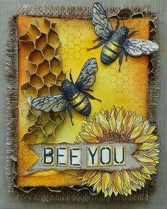 a bee you card with two bees and a sunflower