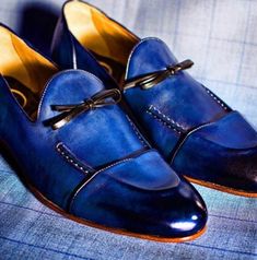 Blue Designer Shoes, Blue Loafers, Navy Blue Shoes, Custom Design Shoes, Leather Formal Shoes, Gentleman Shoes, Suede Moccasins, Men's Dress Shoes, Man Shoes