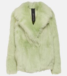 Shearling Jacket in Green - Blancha | Mytheresa Green Fur Coat With Faux Fur Trim For Fall, Green Faux Fur Trim Coat For Fall, Winter Green Faux Fur Outerwear, Green Fall Outerwear With Faux Fur Trim, Green Faux Fur Coat With Faux Fur Trim, Green Faux Fur Coat For Fall, Green Faux Fur Outerwear For Fall, Chic Green Winter Outerwear, Green Faux Fur Outerwear With Long Sleeves