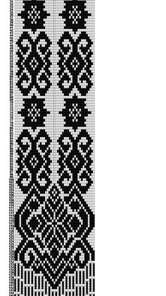 a black and white cross stitched bookmark with an ornate design on the front