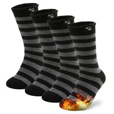 PRICES MAY VARY. Acrylic Blend Imported Machine Wash 2 Pack or 4 Pack Thermal Winter Socks: This pack of DG Hill thermal socks are thick and warm for extreme temperatures. The interior is lined with plush brushed fleece that is cozy and soft on your feet. The insulating thermal yarn traps heat and keeps feet warm even in the coldest environments and is 7X warmer than cotton socks. Perfect Cold weather boot and ski socks for men and women, these socks have superior heat retention for the brutal c Winter Non-slip Black Socks, Black Warm Socks, Non-slip Winter Socks For Outdoor, Non-slip Socks For Outdoor Winter Activities, Durable Black Socks For Winter, Cold Feet Socks, Mens Winter Socks, Cold Weather Socks, Heated Socks