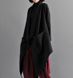 Cashmere Fabric, Cashmere Coat, Cloak, Wool Coat, Black Outfit, Custom Made, Ballet Skirt, Cashmere, Coats Jackets