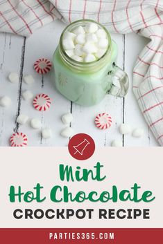 This homemade Mint Hot Chocolate Recipe is creamy, delicious and cooks in the crockpot or slow cooker! The peppermint flavored cocoa is ideal for holiday parties, Christmas morning or Grinch themed parties! Find the easy recipe using condensed milk right here... Hot Chocolate Crockpot Recipe, Hot Chocolate Crockpot, Recipe Using Condensed Milk, Mint Hot Chocolate Recipe, Food For Kids Party, Recipes Using Condensed Milk, Chocolate Crockpot, Crock Pot Hot Chocolate Recipe, Mint Hot Chocolate