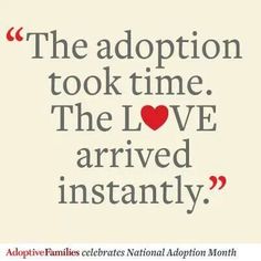 an ad with the words, the adoption took time, the love arrived instantly