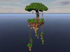 an island with a tree on it floating in the water