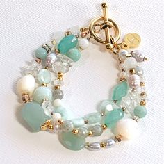 Elegant Amazonite Gemstone Bracelets, Amazonite Bracelet With Natural Stones, Elegant Bracelets With Natural Stones And Mineral Crystal, Elegant Double Strand Natural Stones Bracelets, Spiritual Double Strand Gemstone Bracelets, August Birth Month, 3 Strand Bracelet, Amazonite Bead Bracelet, Homemade Earrings