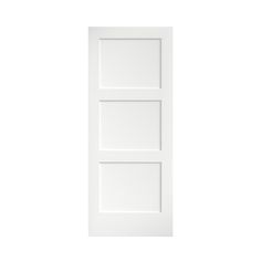 a white door on a white wall with two panels in the same color and width