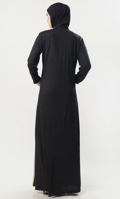 A perfect wardrobe piece for everyday Mandarin collar with front zipper Sides with black panel Front Pocket Contrast abaya yoke in front Full Sleeves with cuff FABRIC: Cotton Jersey CARE: Very Light Machine wash cold Black Long Sleeve Abaya For Fall, Modest Black Abaya With Long Sleeves, Modest Black Long Sleeve Abaya, Modest Long Sleeve Black Abaya, Black Long Abaya, Black Abaya With Modesty Panel For Eid, Black Long Abaya With Modesty Panel, Black Long Modest Abaya, Abaya With Pockets